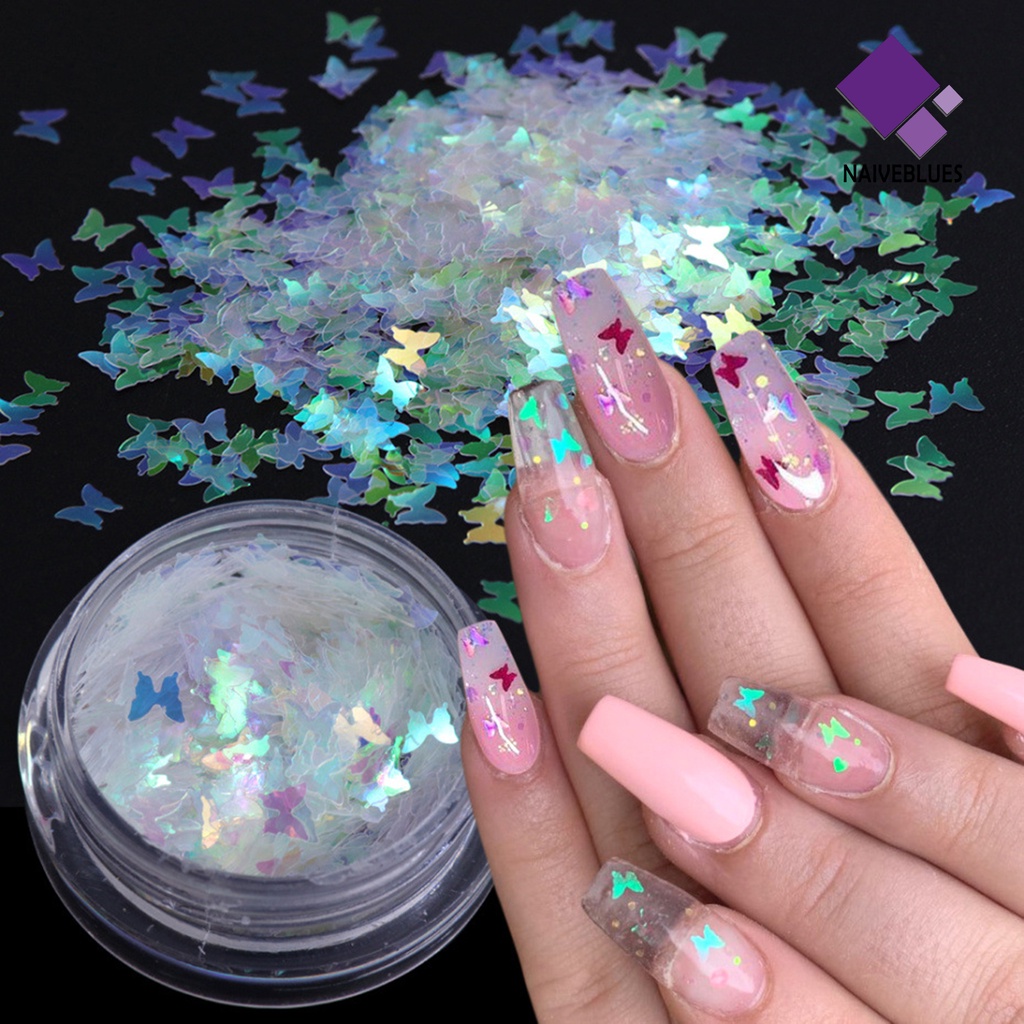 Naiveblue &gt; Sequin Glitter Butterfly / Bintang / Hati Untuk Dekorasi Nail Art / Manicure DIY