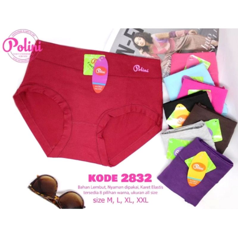 CD Celana Dalam Polos Polini 2832 Bordir | CD Wanita Dewasa Pakaian Dalam Perempuan Katun Premium