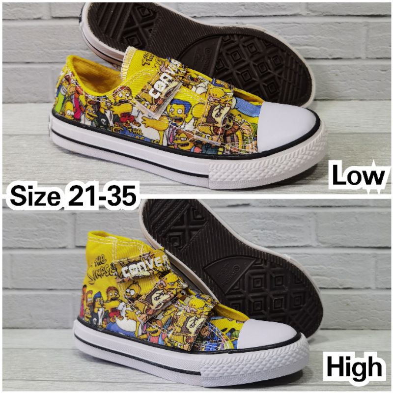 sepatu sneakers anak kecil converse all star x the simpsons kuning yellow karakter cewek cowok 21-35