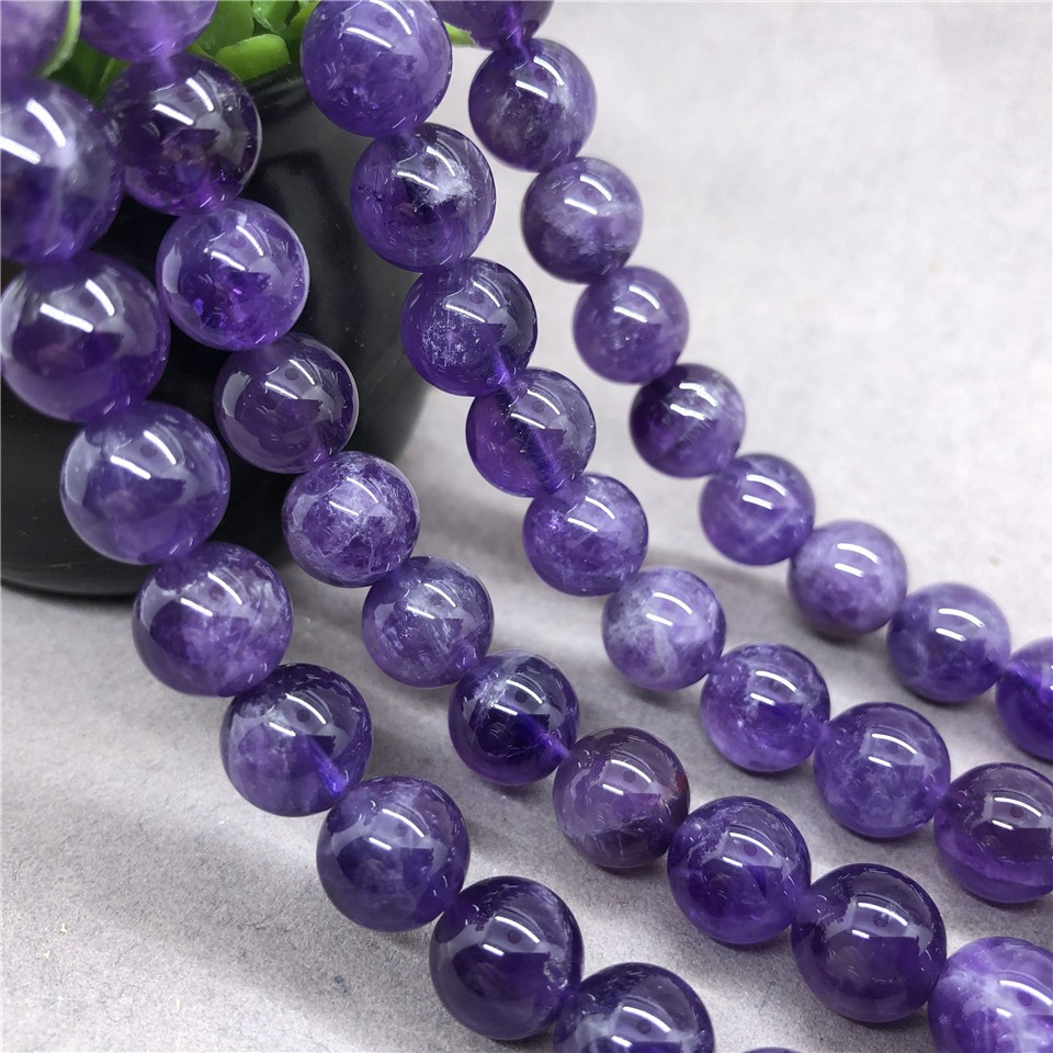 Purple Amethyst Beads Stone Round 4-12mm Gemstone Loose Spacer DIY for Jewelry