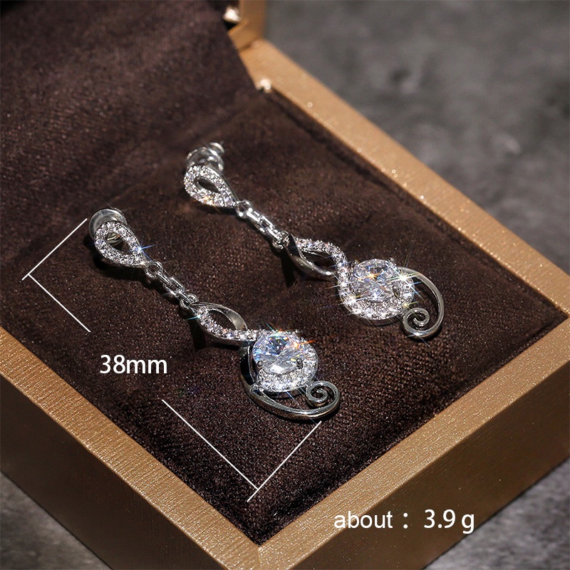 Anting Zirkon Bentuk Tetesan Air | Anting Liontin Musik | Aksesoris Wanita Untuk Hadiah Ulang Tahun