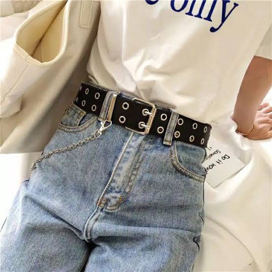 [Bisa COD] Ikat Pinggang Wanita Korea Ringbelt Eyelets Belt Gesper Ikat Pinggang Ring Belt Chain Fashion Aksesoris Wanita