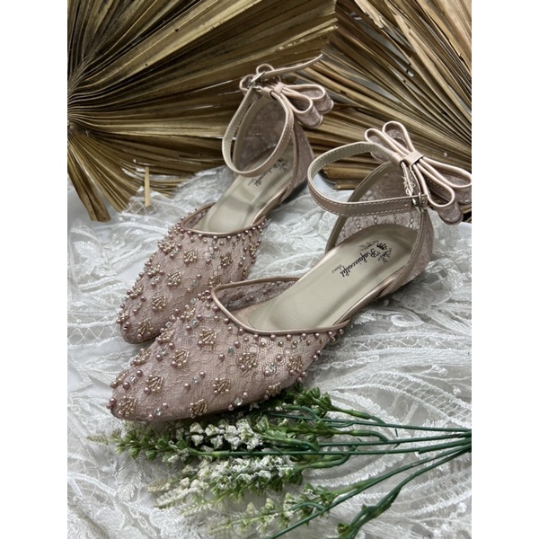 flatshoes wedding wanita pita marisa rosegold