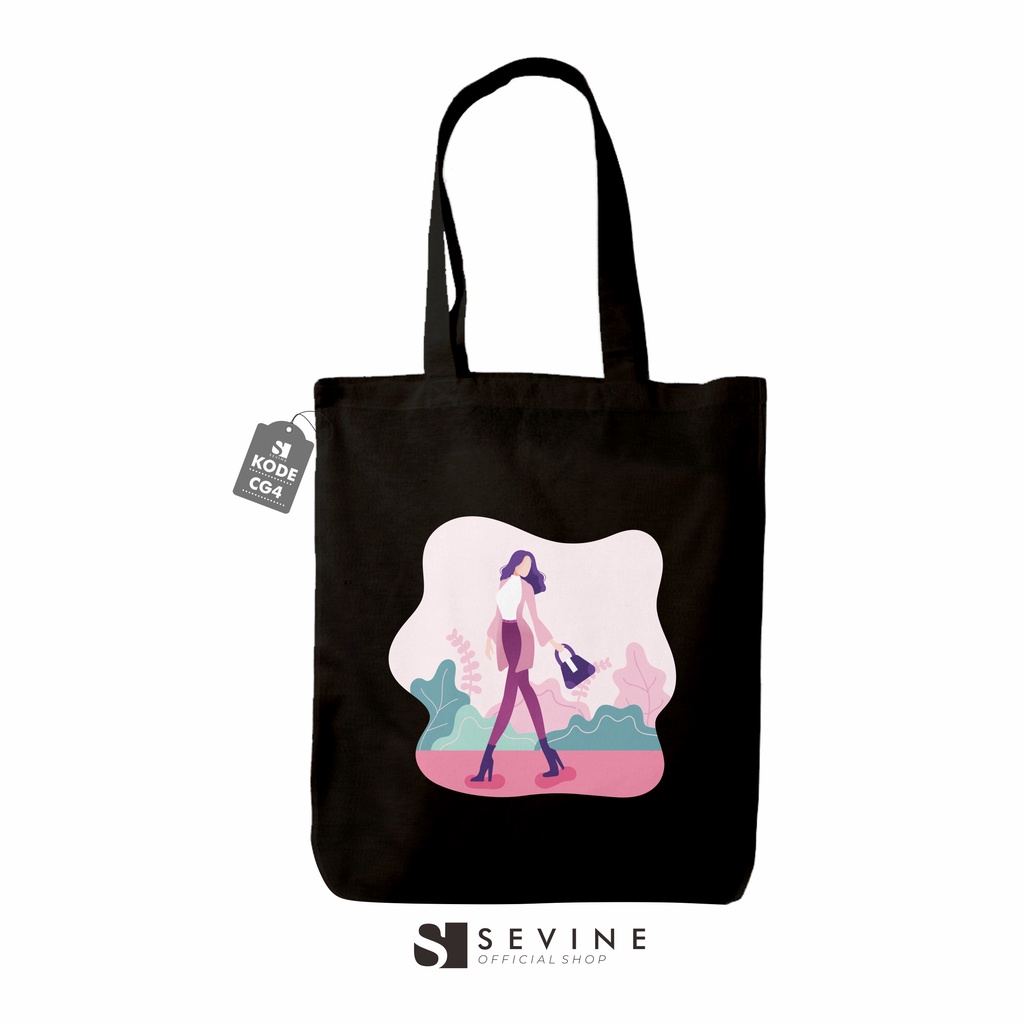 Sevine Totebag Tas Wanita Tote bag Resleting Girly Black Series - CG4