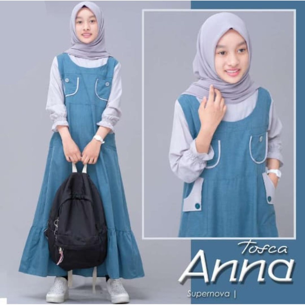 ANNA DRESS KIDS Gamis Anak Perempuan Umur 11- 12 -13 -14 Tahun Gamis Anak Remaja Tanggung Model Terb