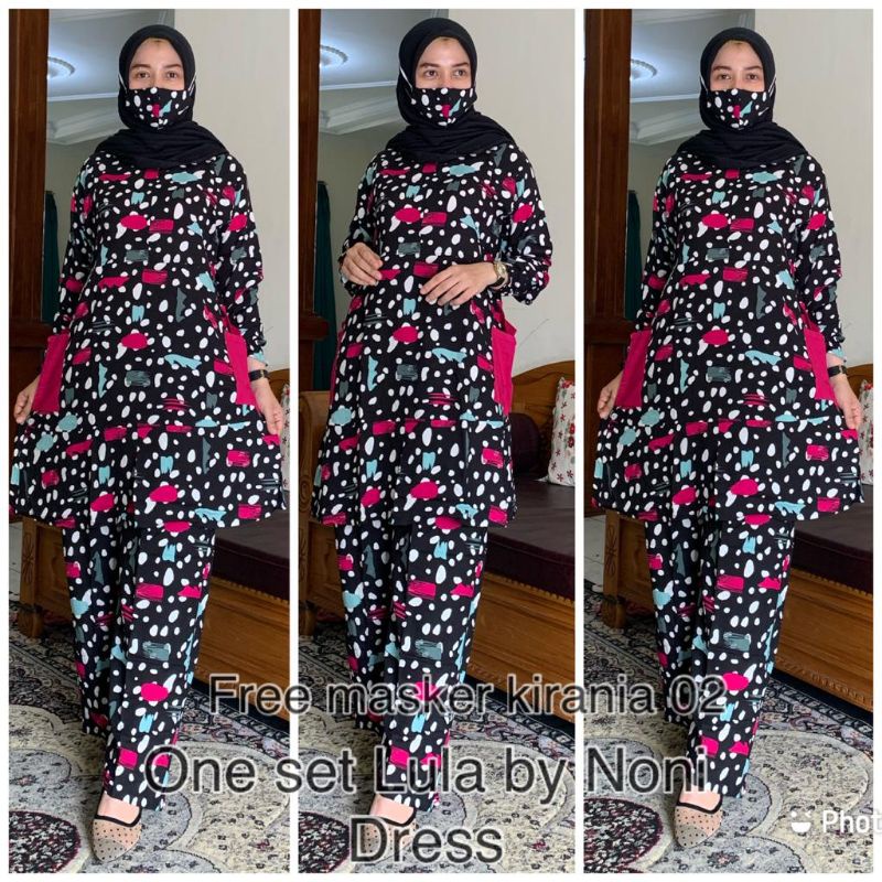 Daster arab Noni Dress LULA Daily One Set Tunik Rayon Super Best Seller