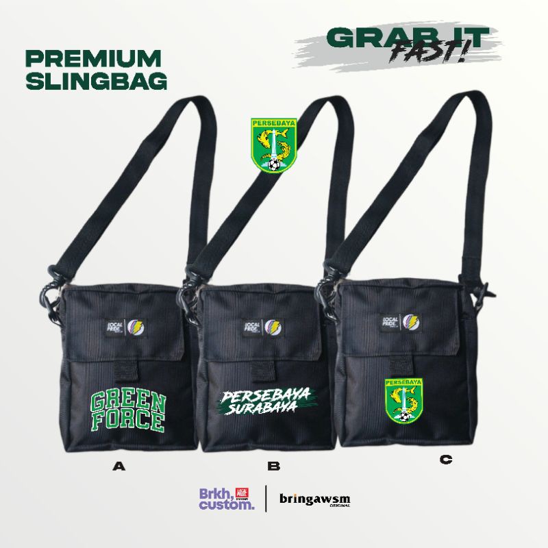 Tas selempang Persebaya | tas bola | tas distro | slingbag | tas Hooligans | brkhcustom