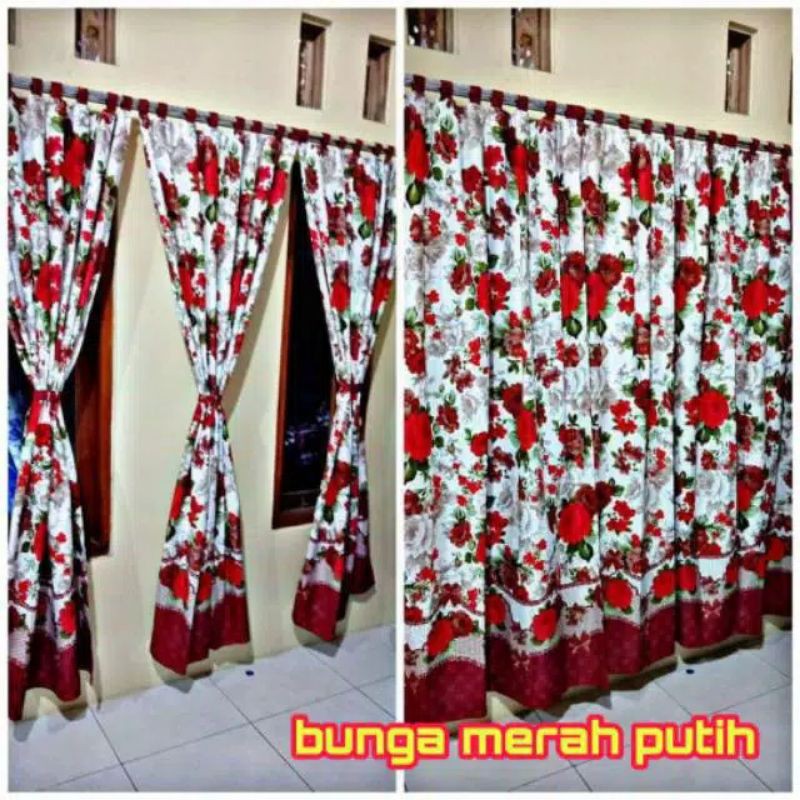 gorden pintu bunga merah putih