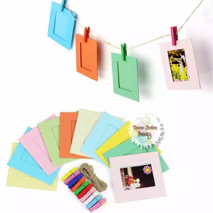 Frame Foto Gantung / Wooden Clip Photo Frame 2R Mix Warna