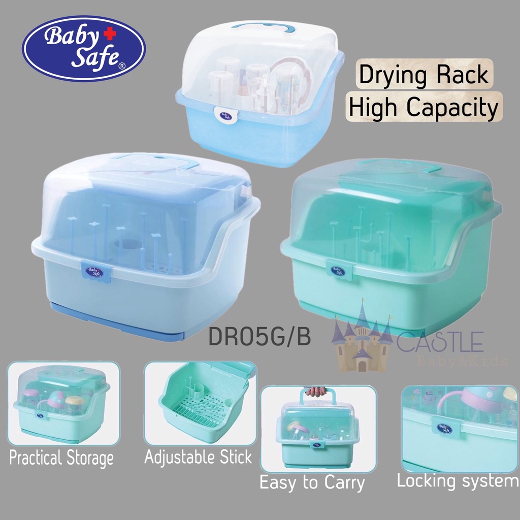 Castle - Baby Safe Drying Rack DR05 - Rak Botol High Capacity - Rak Botol Susu Penutup anti Debu