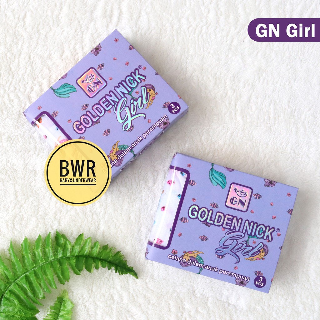 [ 3pc ] CD Golden Nick 056 073 GIRL / PUTIH WARNA Celana Dalam Anak Perempuan Golden Nick Cewe Box Ungu / Putih Bwr