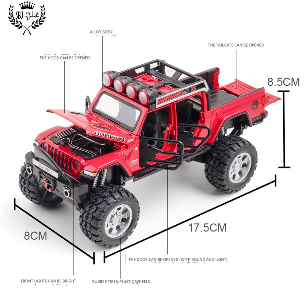 DIECAST Miniatur MOBIL JEEP RUBICON OFF ROAD BM BIG WHEEL SKALA 1:32