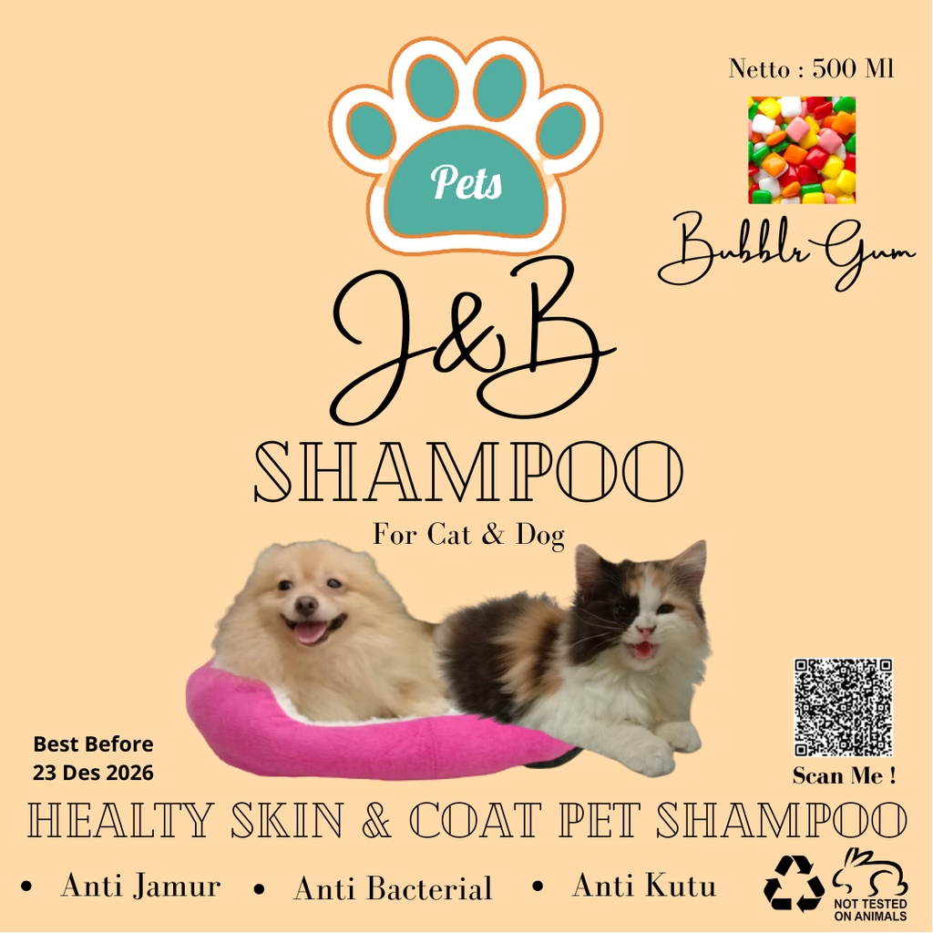 Shampo Jamur &amp; Kutu J&amp;B Pets Shampo 500 ml Anti Bacterial untuk Kucing / Anjing