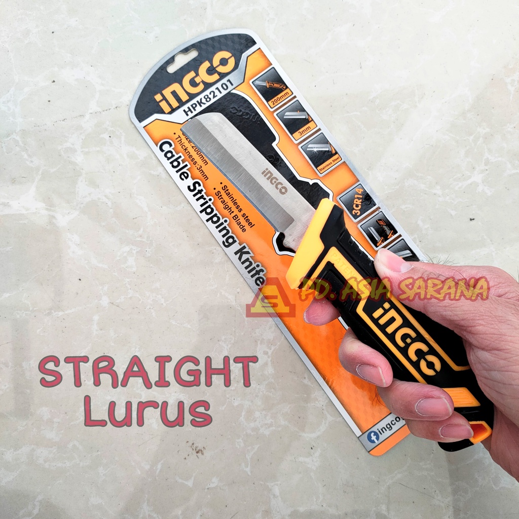 Pisau Kupas Kabel Straight 8" Inch INGCO HPK82101 Cable Cutter Stripping Knife Pengupas