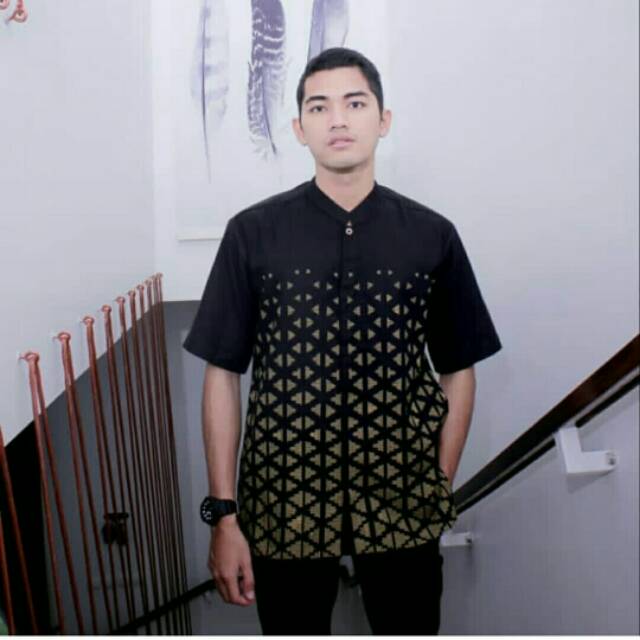 [Original] Baju Koko Hitam AlHaramain C11 Bordir