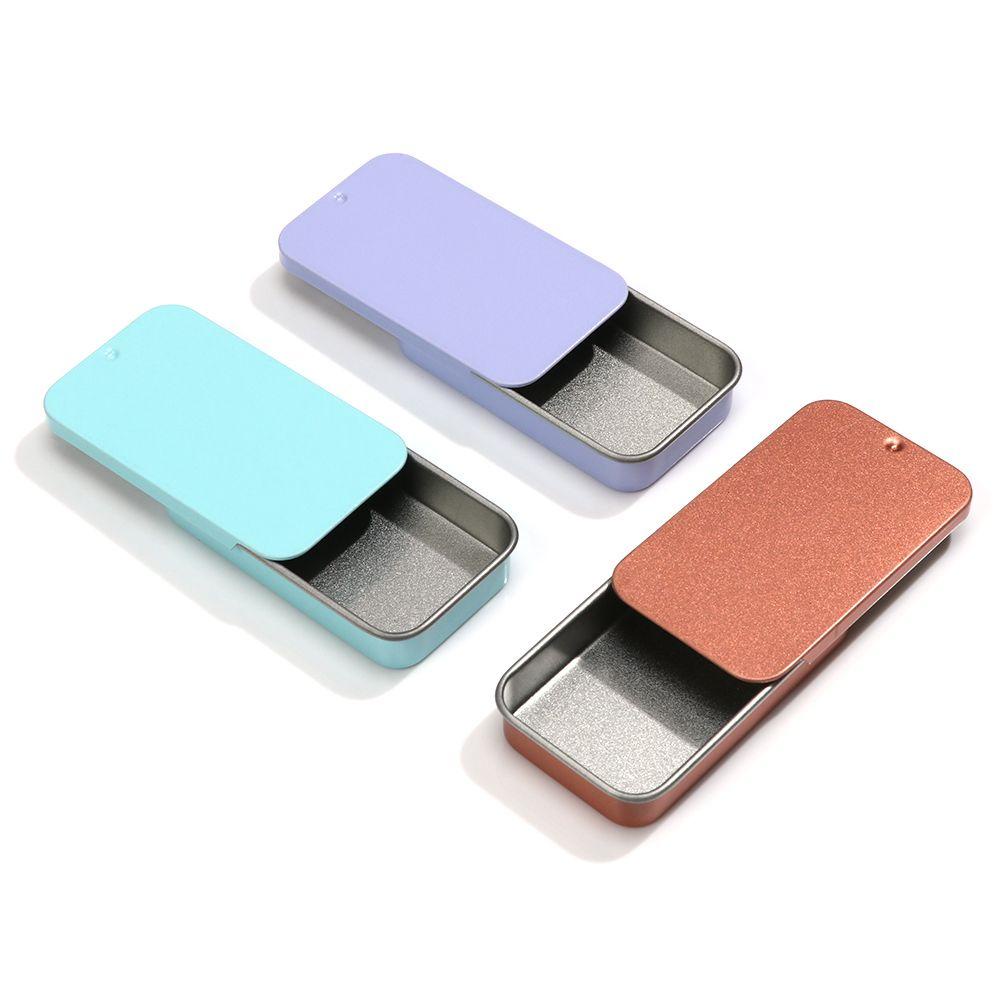 Suyo Kotak Besi Mini Portable Slide Cover Container Home Organizer Storage Kit Pill Cases