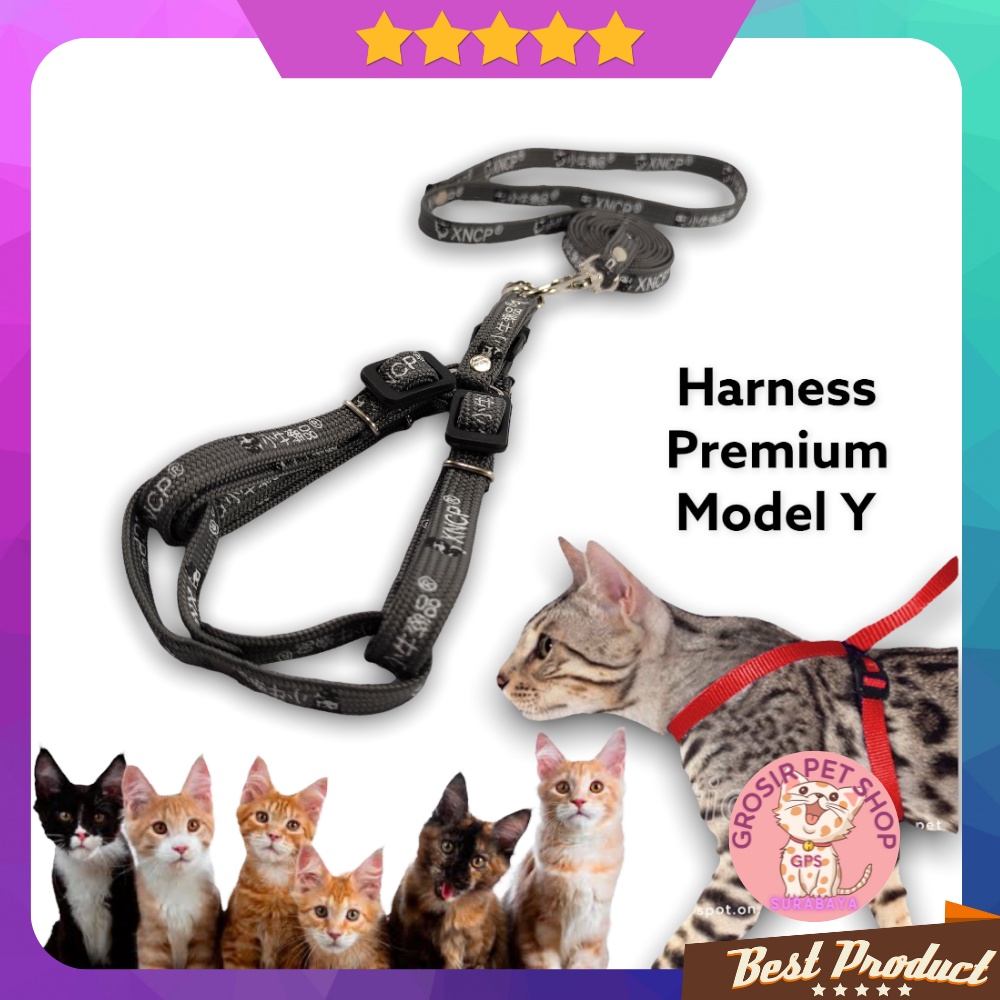 Tali harnes kucing / harness kucing model Y premium