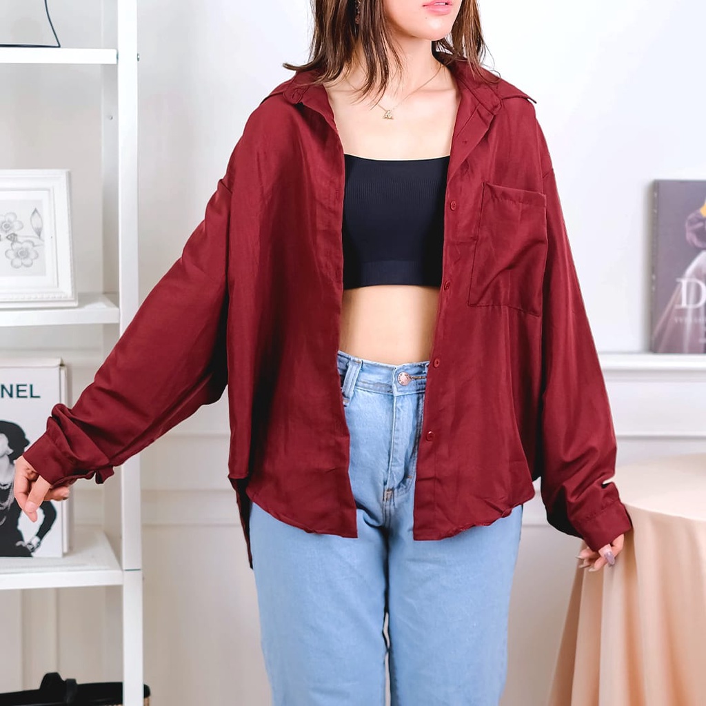 BEFAST - ZEC OOTD Kemeja LUCY / Gempi Oversize Colorpop Shirt / Kemeja Wanita Terbaru / Atasan Kemeja Oversize Jumbo / Kemeja Polos Casual / Fashion Kekinian Remaja Wanita / Kemeja Bisa Di Jadikan Outer / Trendy / kemeja Banyak Warna