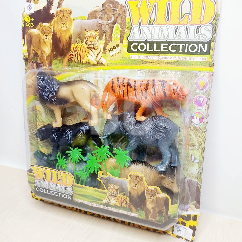 Wild Animals Collection 9162 Mainan Hewan Liar Singa Harimau Puma Gajah