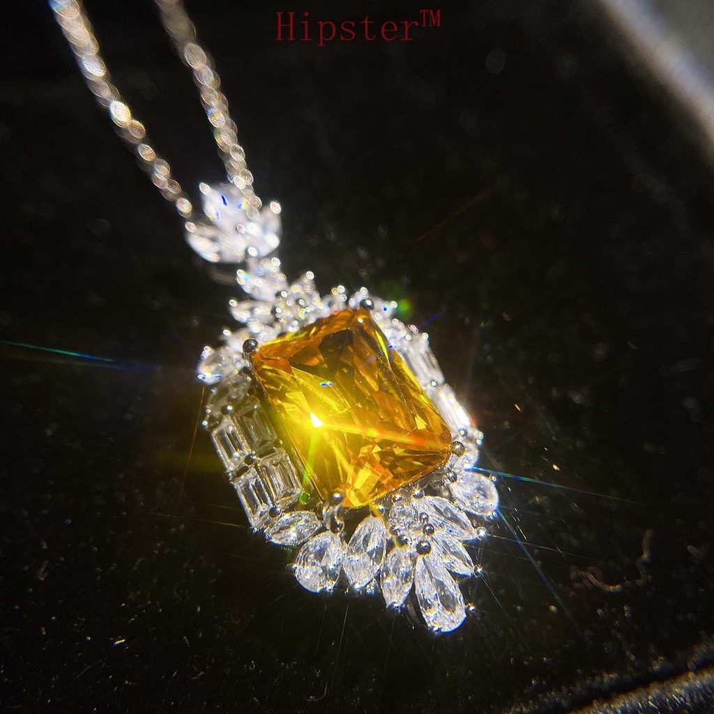 New Hot Sale Fashion Micro Inlay Full Diamond Natural Citrine Necklace