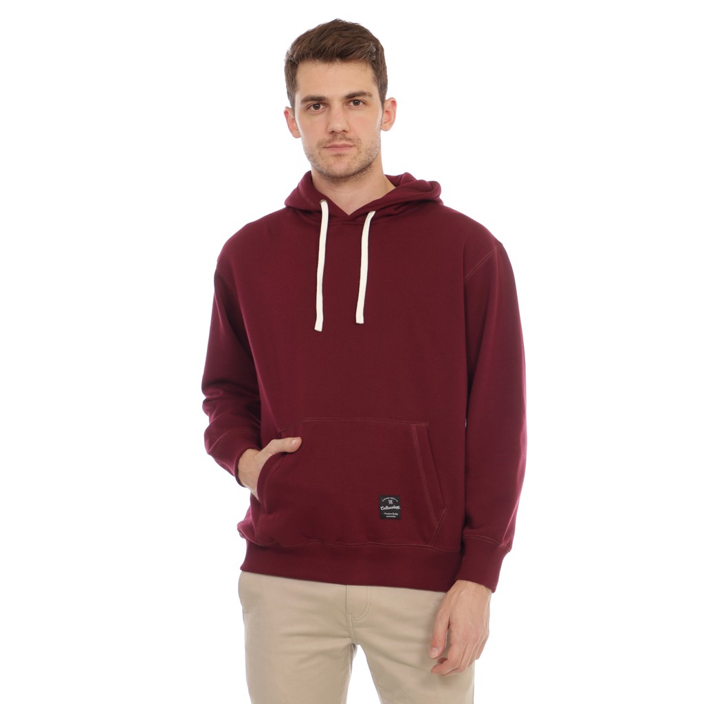 Cottonology Hoodie Plain Maroon | Shopee Indonesia