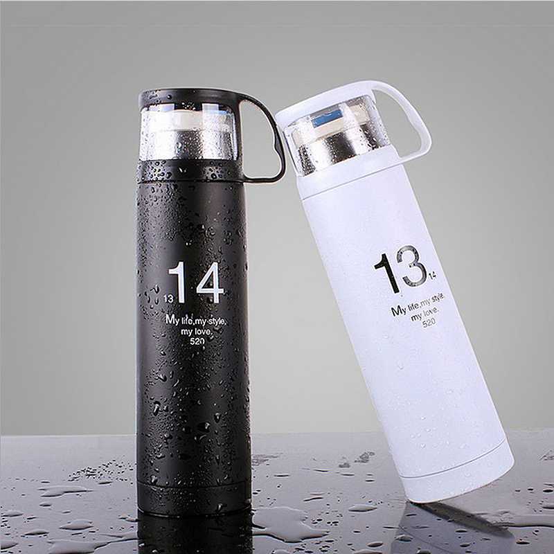 (BISA COD) RVOSTR  Botol Minum Thermos with Cup Head 500ml - SUS304
