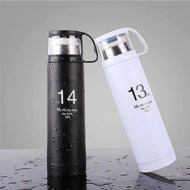 Botol Minum Thermos with Cup Head 500ml / Botol Air Minum Pamas Dan Dingin Stainlis Stainless Steel Tahan Panas Unik / Botol Termos Thermos Hot And Cool Panas Dingin Air Panas Tahan Lama Anak / Termos Thermos Air Panas Pencet Stainless Murah Original