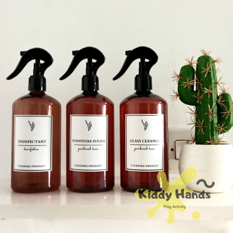 AMBER SPRAY Botol Refill Aesthetic Cleaning Semprotan (Label Stiker Costum)