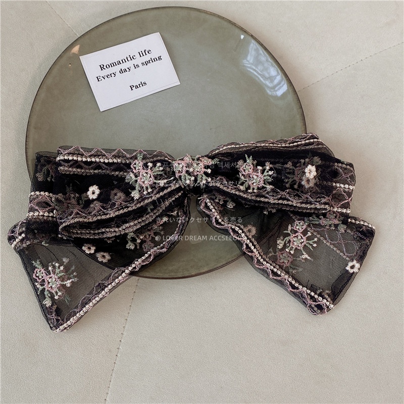 Caliloops Jepit Rambut Korea Motif Renda Capit Rambut Pita Wanita