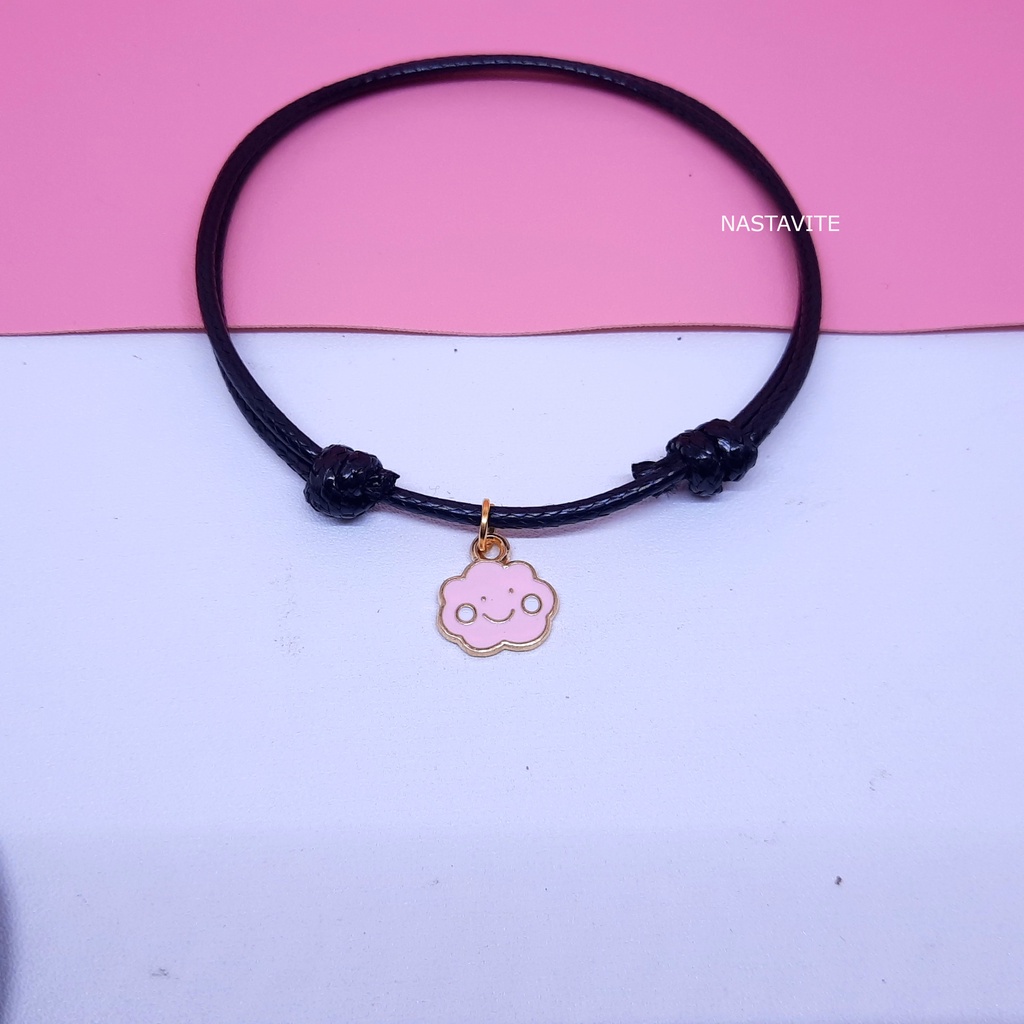 Gelang Liontin Kupu Kupu Couple Awan Tali Korea Hitam Persahabatan Pacar Bestie Love Gelang Sunflower Pink Series Murah