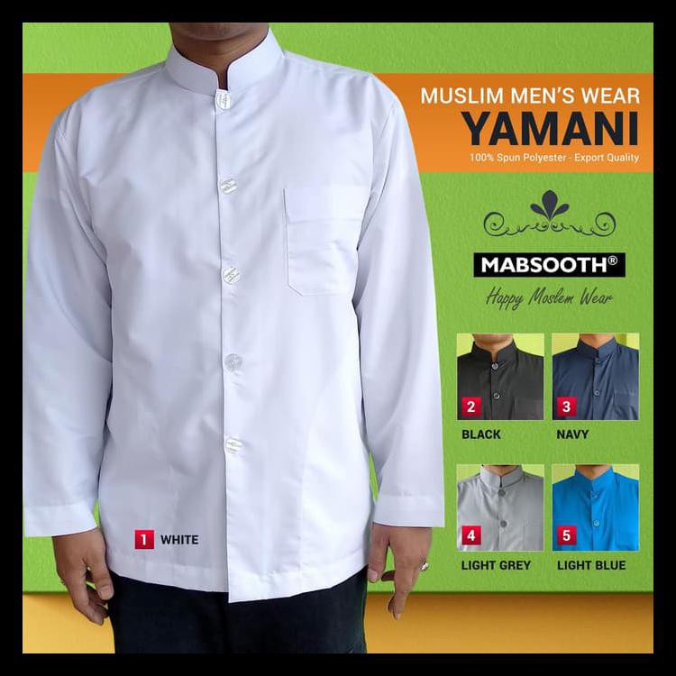 paling murah New Model Baju Koko Lengan Panjang Polos - Kemeja Pria Muslim / Jasko - Hitam, M