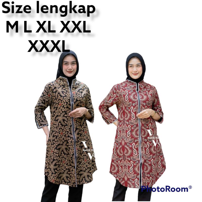 tunik batik ziper/tunik batik modern/tunik batik premium atasan batik wanita kantor