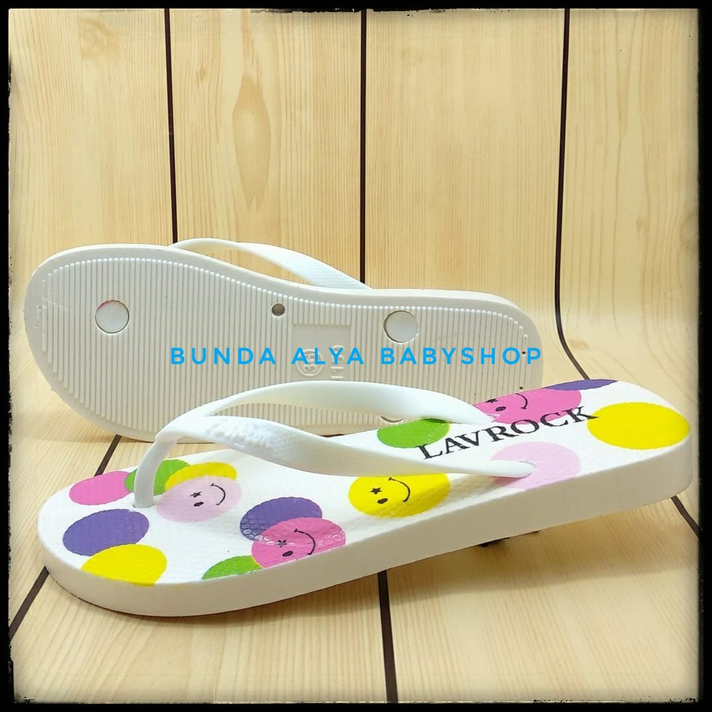 Sendal Jepit Wanita IMPORT Karet PUTIH Size 36 - 40  - Sandal Jepit Cewek Anti Licin SMILE Empuk NYaman Di Kaki