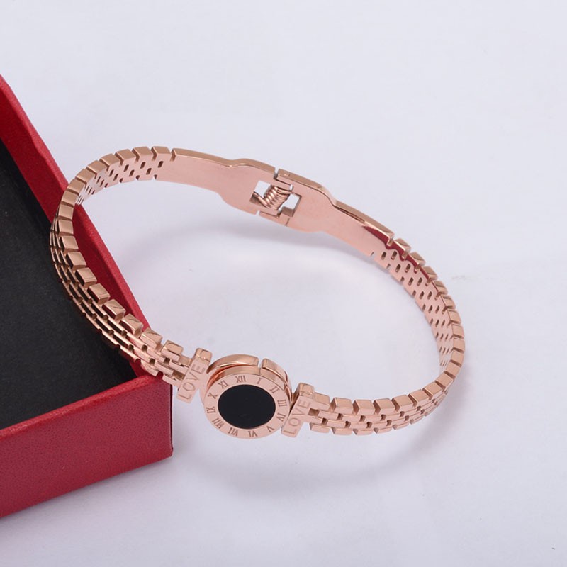 Gelang Butik Sederhana Gelang pastel Bulat Angka Romawi Untuk Pria Dan Wanita Tangan Perhiasan rose gold plated/sterling silver bracelet Untuk Wanita