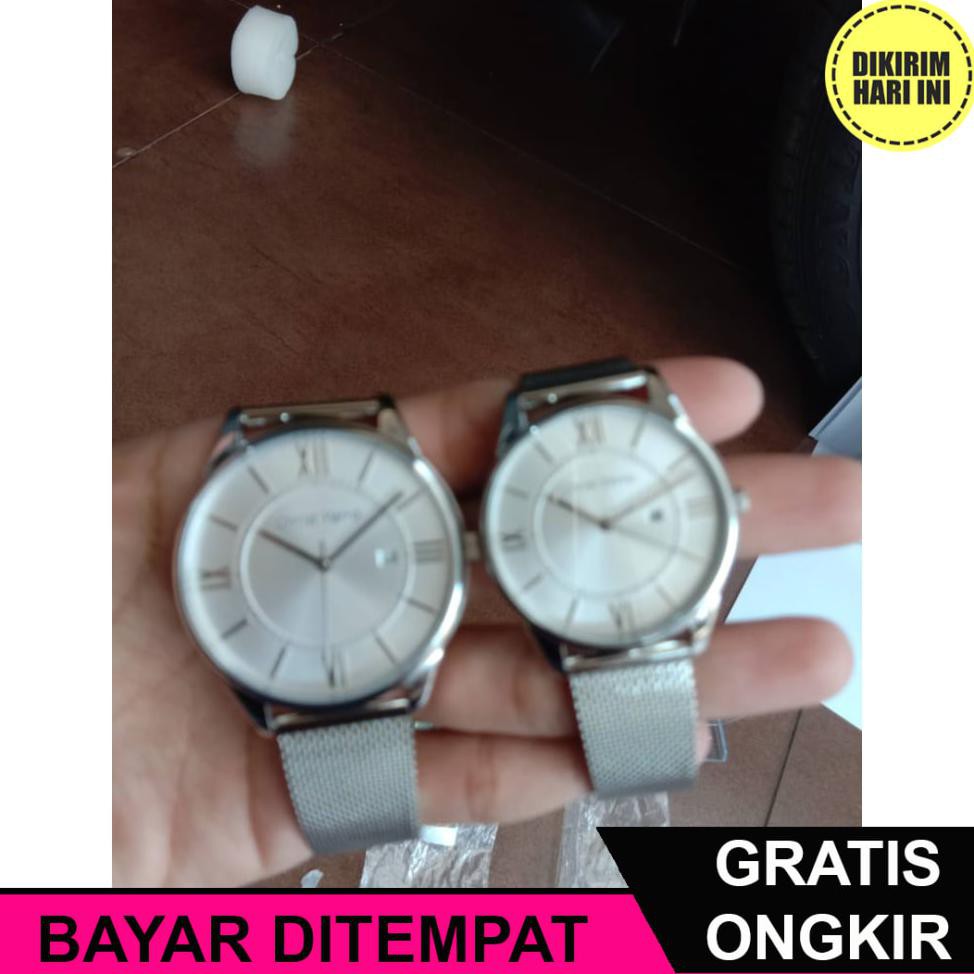 (BAYAR DITEMPAT) OE4495 JAM TANGAN CHRIST VERRA CV71151-41 COUPLE SILVER WHITE ORIGINAL