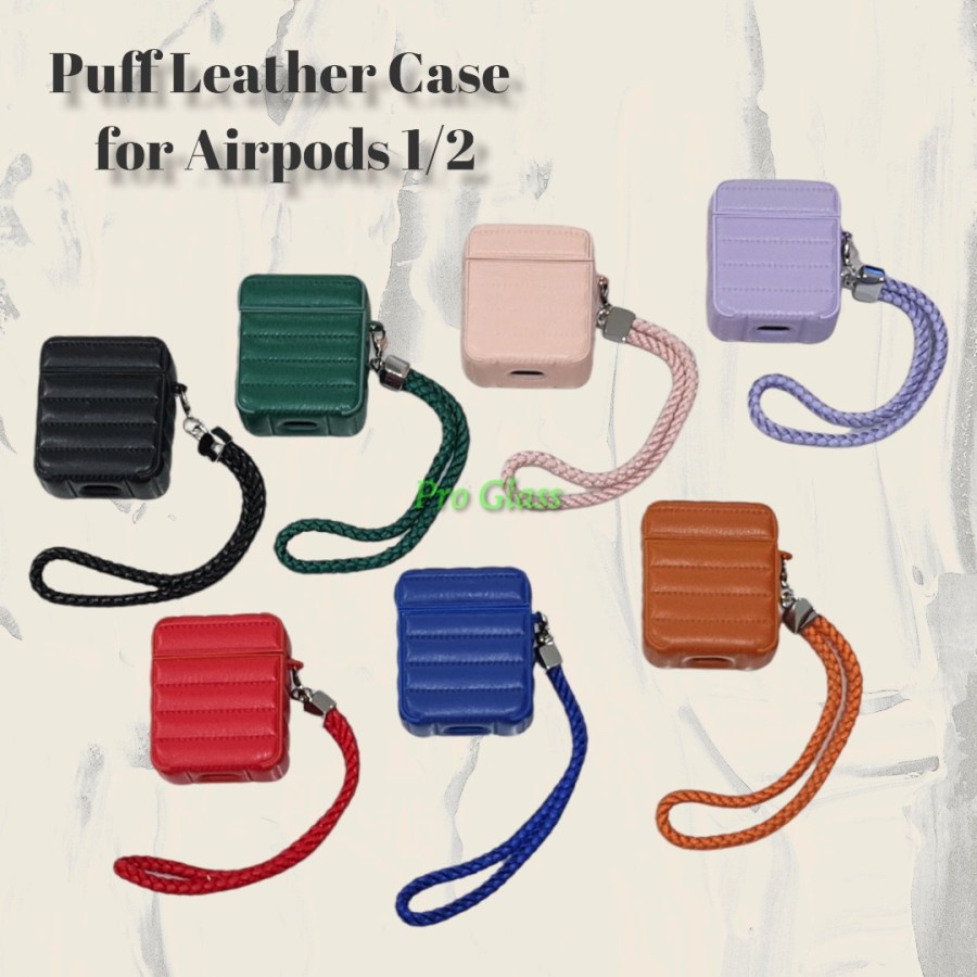 Airpods 1 2 3 PRO PRO 2 Premium Puff Leather Premium Case with Strap