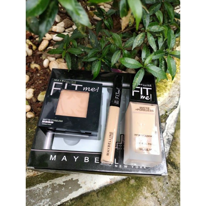 Perbox Maybelline Fit Me 3in1 Foundation Concealer Bedak Basah