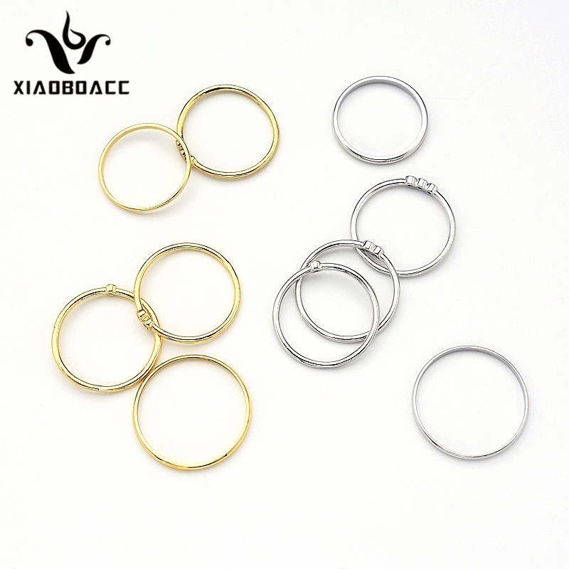 XiaoboACC 5Pcs / Set Cincin Jari Aneka Bentuk Warna Silver Gaya Korea untuk Wanita