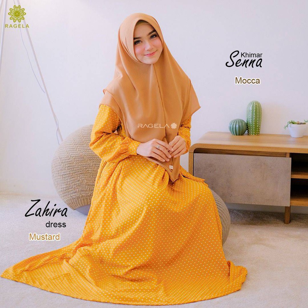 ZAHIRA DRESS MUSTARD XL || Gamis Syari by Ragela Hijab