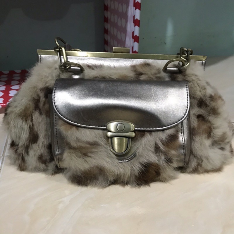 Cecil Mcbee Faux Fur Leopard Handbag