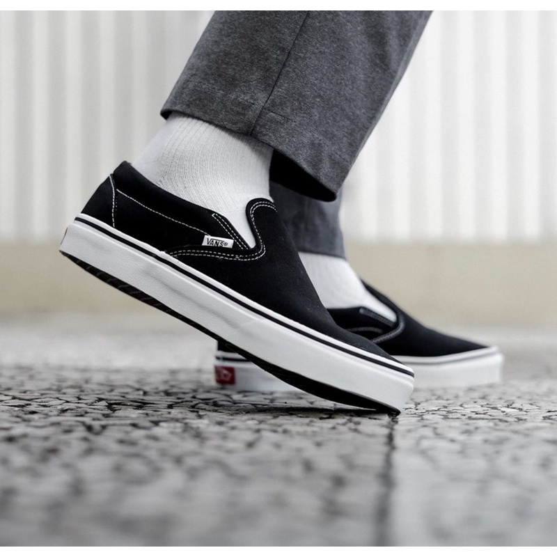 (Sale) V4ns Slipon Black White Classic Original