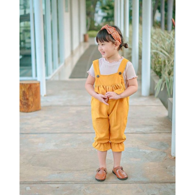 overall anak perempuan jumpsuit bayi cya ruffle set