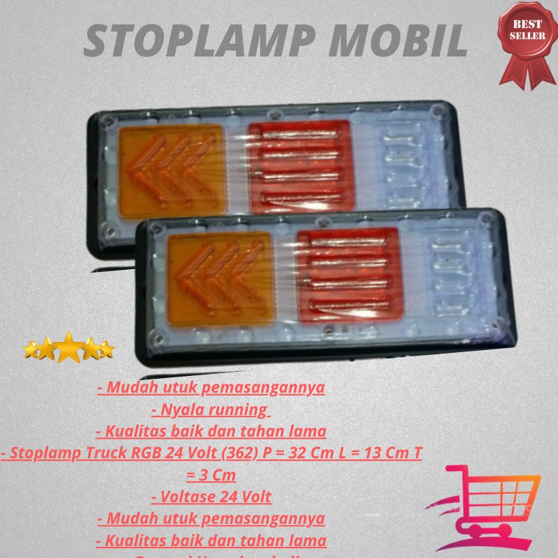 LAMPU STOPLAMP LED TRUCK VARIASI RGB 24 VOLT PANJANG 32 CM
