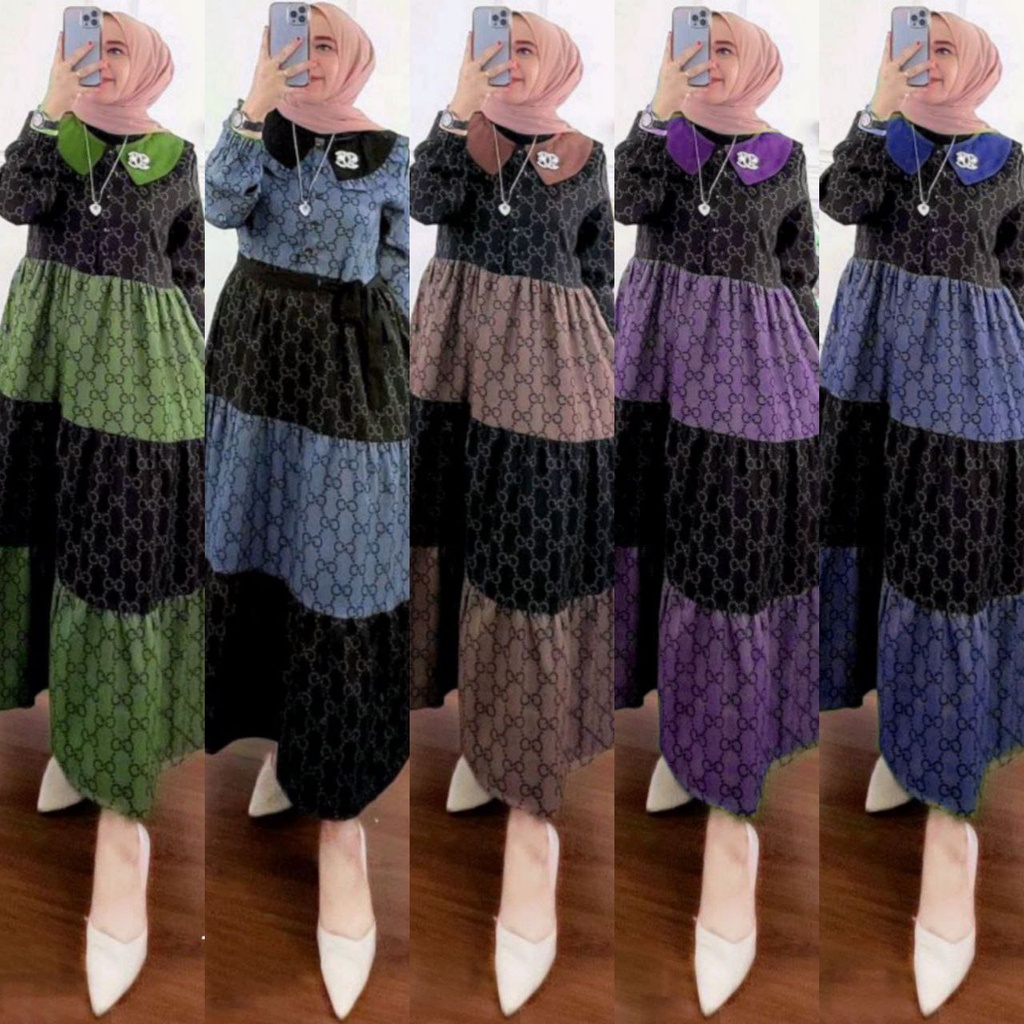 GAMSI GEGE KERAH | GAMIS GEGE KEKINIAN | MIDI DRESS MOTIF CANTIK