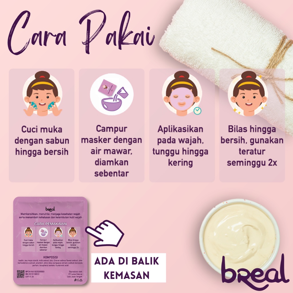 Masker Jerawat dan Bekas Jerawat Auto Glowing Masker Organik Saffron Safron Organic BREAL BPOM