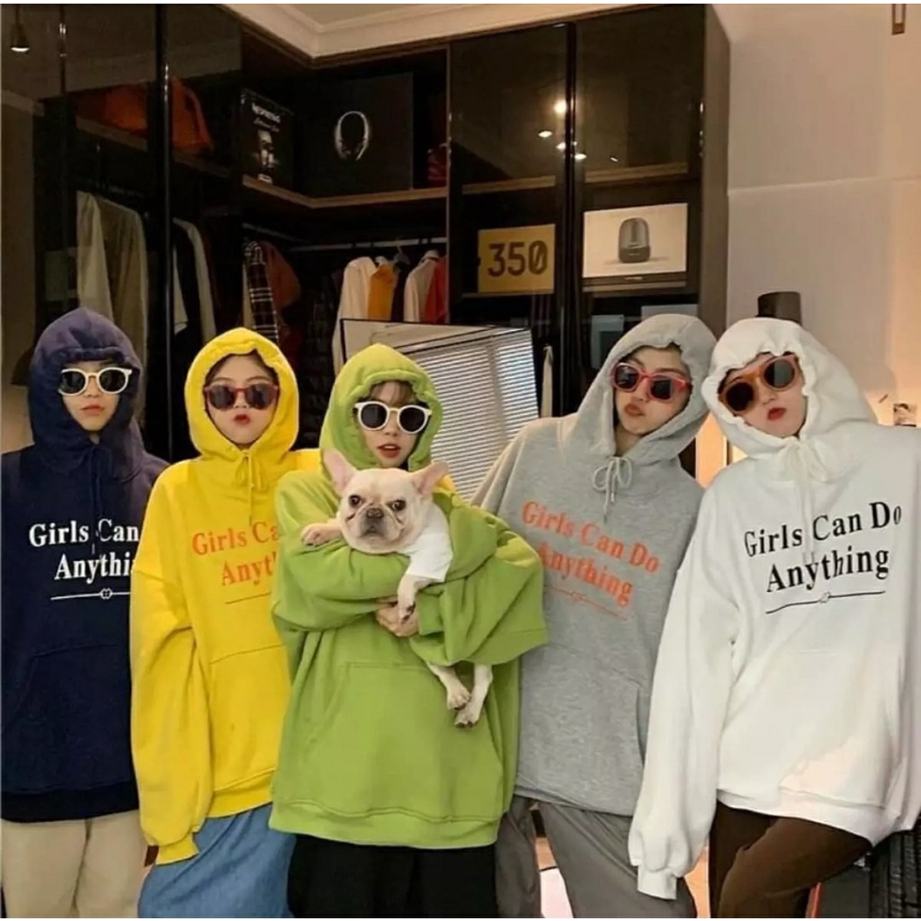 HOODIE WANITA GIRLS CAN DO ANYTHING TEXT /// JUMPER FLEECE TEBAL KEKINIAN TERBARU''