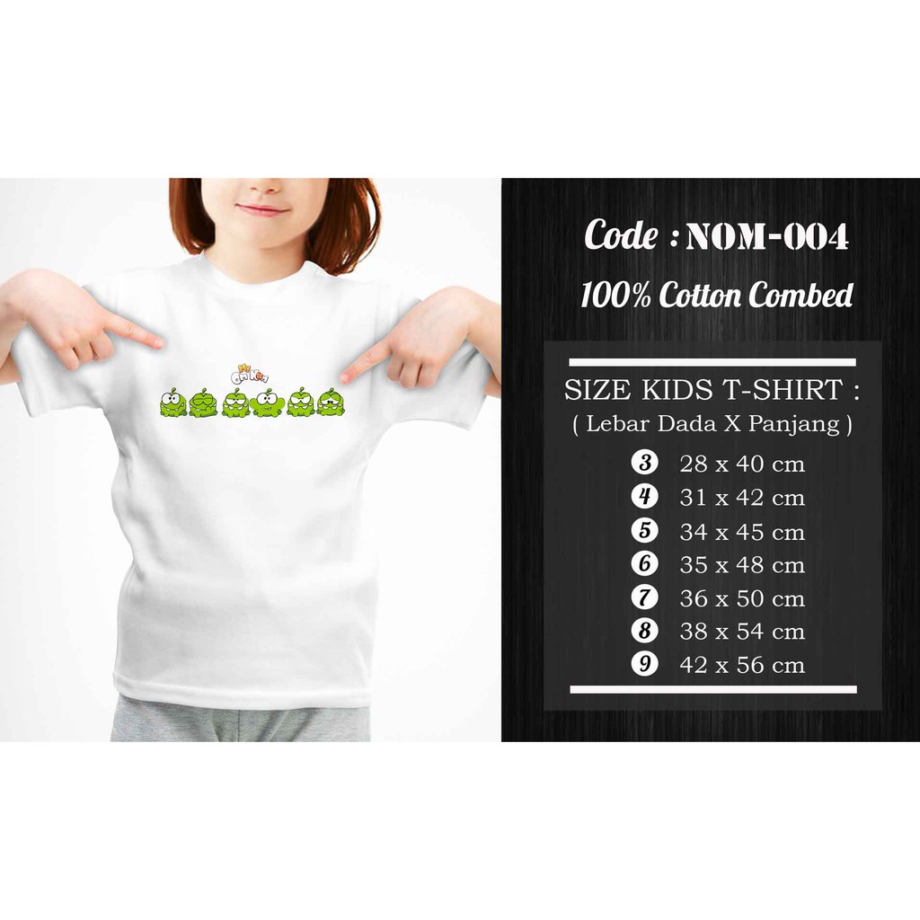 [FREE NAMA!!] Kaos Anak &amp; Family Om Nom! / Cut The Rope 100% COTTON PREMIUM