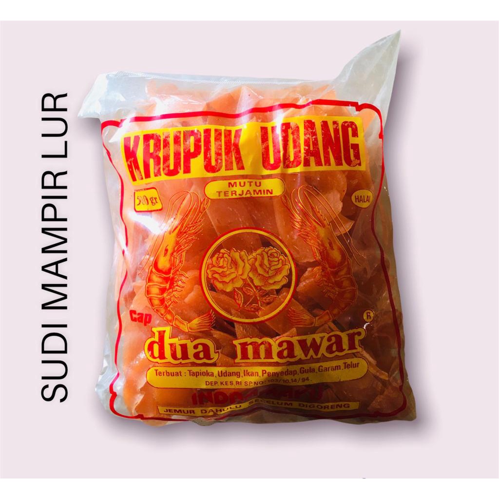

Kerupuk Krupuk Udang Mentah cap Dua Mawar Indramayu 500 gram