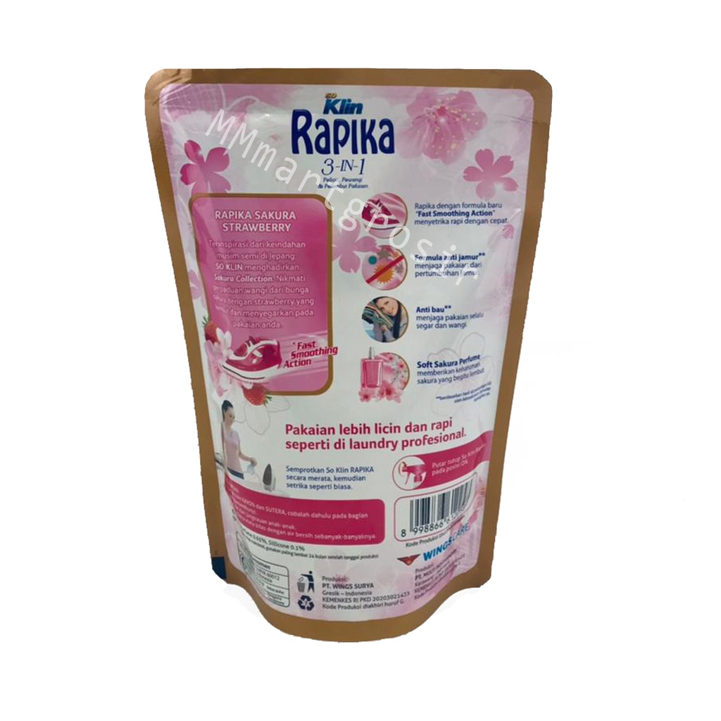 Rapika / so klin / pelicin pakaian / sakura Stawberry / 400 ml / 3in1