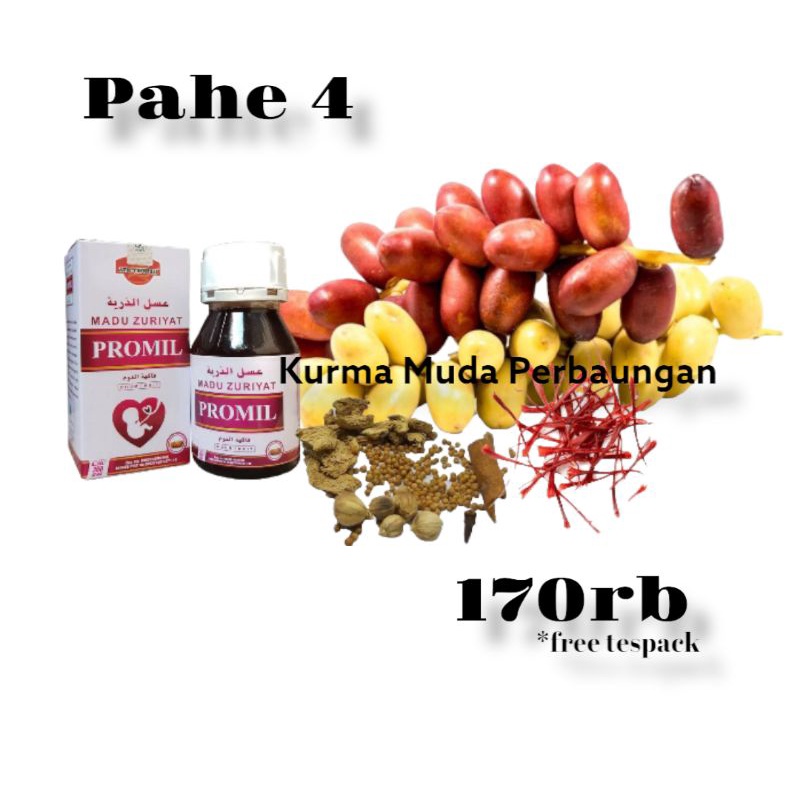 

Paket hemat promil 3 (kurma muda 250gr + Madu Promil zuriat + 3 pack detoks rahim + 0,1gr saffron) Free Tespack